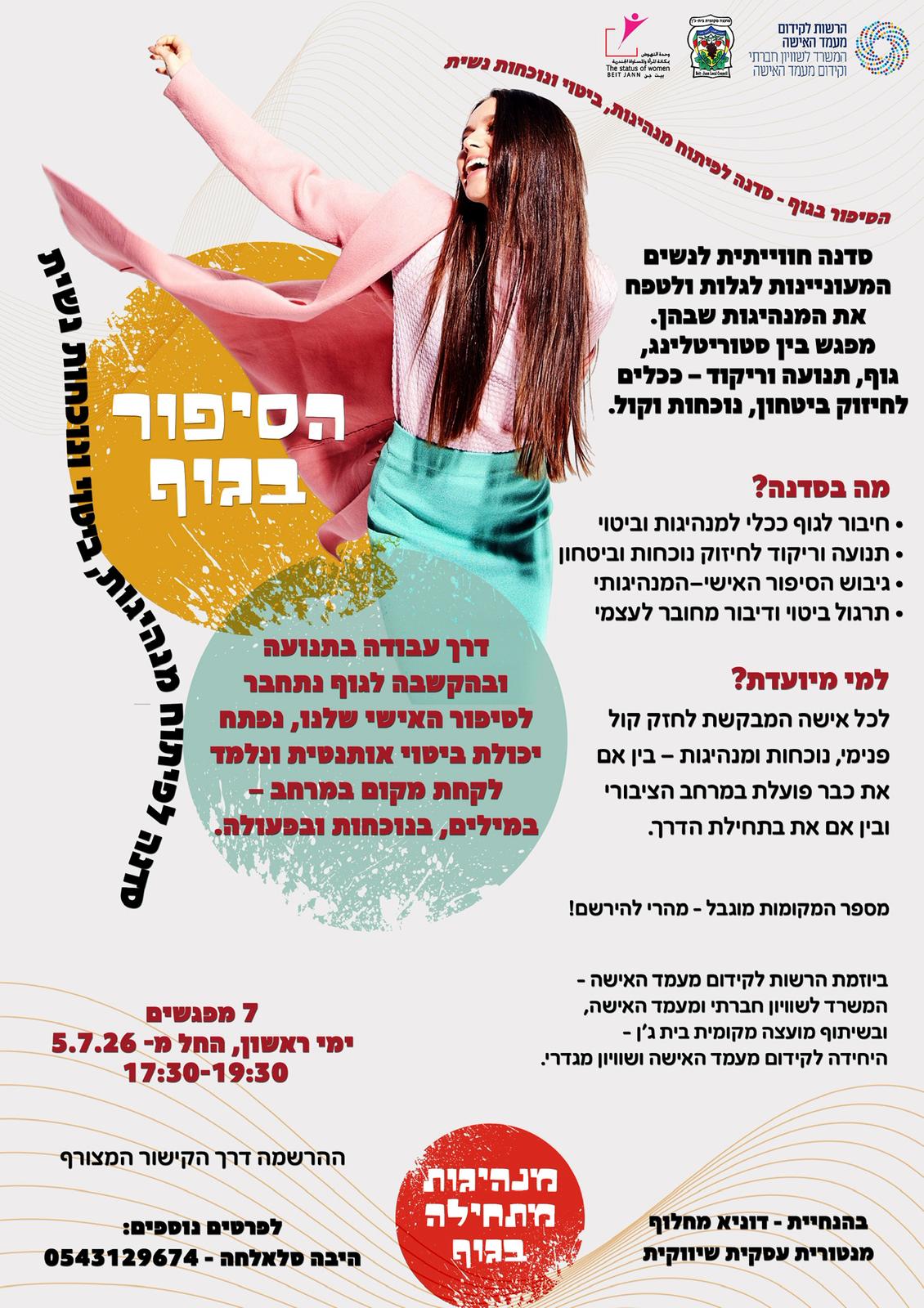 הסיפור בגוף. 7 מפגשים, ימי ראשון החל מ5.7.26 בשעה 17:30-19:30